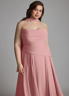 Azazie Gabriela Bridesmaid Dresses Dusty Rose A-Line Corset Chiffon Dress image21
