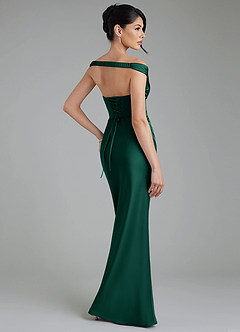 Azazie Stella Bridesmaid Dresses Emerald Sheath Corset Stretch Satin Convertible Dress image3