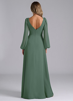 Azazie Omari Bridesmaid Dresses Eucalyptus A-Line Long Sleeve Chiffon Dress image6