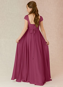Azazie Silvermist Junior Mulberry A-Line Pleated Chiffon Dress image2