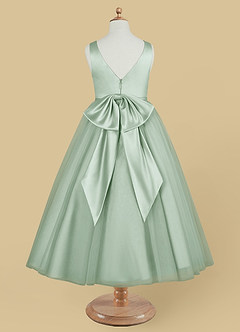 Azazie Marybell Flower Girl Dresses Agave A-Line Bow Tulle Dress image6