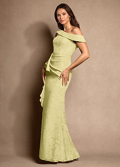 Azazie Hamptons Mère de la mariée Robes Robe Trapèze en Blumen-Burnout Plissée Sorbet Citron image2
