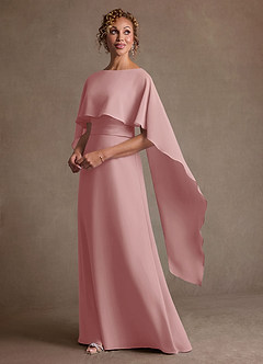 Azazie Marilla Vestidos para mãe da noiva Vestido Rosa Empoeirada de Chiffon de Linha A com Plissado image5