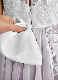 Azazie Bitsy Flower Girl Dresses Ivory Wisteria A-Line Lace Tulle Dress image7