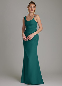 Azazie Ama Bridesmaid Dresses Peacock A-Line Pleated Chiffon Dress image3