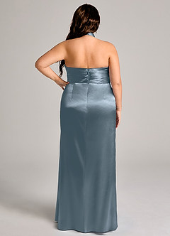 Azazie Jemma Bridesmaid Dresses Twilight Sheath Pleated Metallic Satin Dress image9