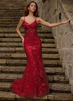 Blazing Rød Glitter gallakjole image6