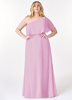 Azazie Lizzy Bridesmaid Dresses Candy Pink A-Line One Shoulder Chiffon Dress image8