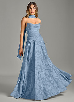 Azazie Gabriela Bridesmaid Dresses Powder Blue A-Line Strapless Floral Burnout Dress image5