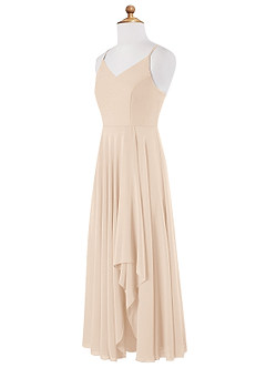 Azazie Collette Junior White Alabaster A-Line Ruched Chiffon Dress image7
