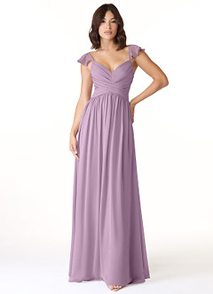 Azazie Lissa Bridesmaid Dresses Wisteria A-Line Lace Chiffon Dress image1