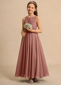 Azazie Ducky Girl Flower Girl Dresses Cedar Rose A-Line Pleated Chiffon Dress image6