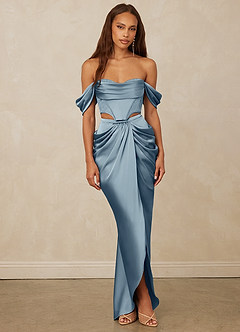 Christian Siriano Bridal for Azazie 1016 Bridesmaid Dresses Off Shoulder Stretch Satin and Chantilly Lace Two Piece image3