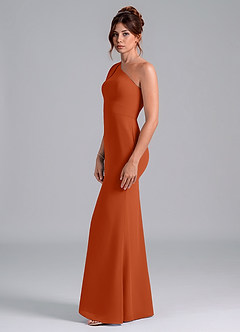 Azazie Rinna Bridesmaid Dresses Burnt Orange Mermaid One Shoulder Chiffon Dress image4