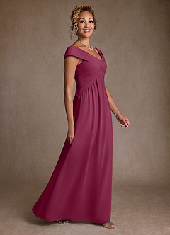Azazie Myrtle Mother of the Bride Dresses Mulberry A-Line Pleated Chiffon Dress image3