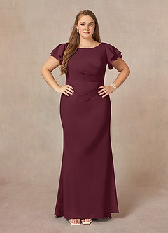 Azazie Peppermint Mother of the Bride Dresses Cabernet Mermaid Scoop Ruched Stretch Crepe Dress image6
