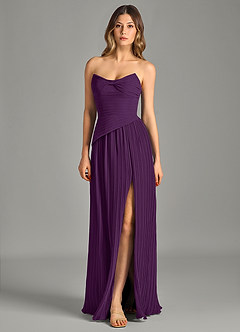 Azazie Becka Bridesmaid Dresses Grape A-Line Strapless Chiffon Dress image3
