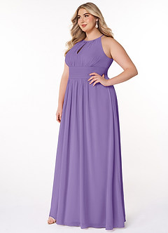 Azazie Bonnie Bridesmaid Dresses Tahiti A-Line Keyhole Ruched Chiffon Dress image8