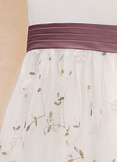 Azazie Pollie Flower Girl Dresses Ivory Vintage Mauve A-Line Bow Tulle Dress image14