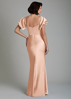 Azazie Lea Bridesmaid Dresses Rose Gold Mermaid Off the Shoulder Stretch Satin Convertible Dress image2