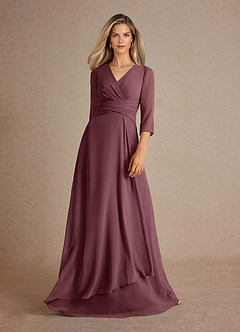 Azazie Mayfield Abiti per la Madre della Sposa Abito A-Line in Chiffon Plissettato Sangria image5