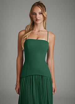 Azazie Alex Vestidos de damas de honor Vestido Verde Oscuro de Gasa de Línea A con Corsé image7