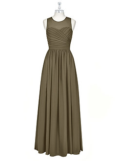Azazie Nina Abiti da Damigella Abito A-Line in Chiffon Plissettato Willow Green image6