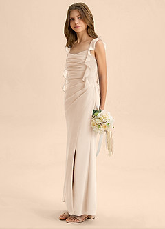 Azazie Jessamine Junior White Alabaster Mermaid Sweetheart Neckline Chiffon Dress image5