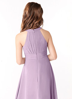 Azazie Linna Junior Frosted Lilac A-Line Pleated Chiffon Dress image3