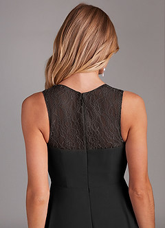 Azazie Vina Brautjungfernkleider A-Linie Spitze Chiffon Kleid Schwarz image7