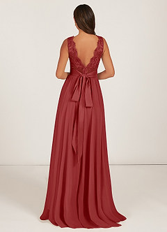 Azazie Gertrude Brautjungfernkleider A-Linie Spitze Chiffon Kleid Rost image2
