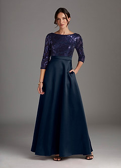 Azazie Carole Final Sale Dark Navy A-Line Sequins Dress image1