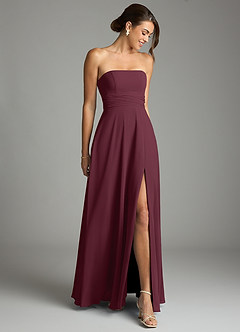 Azazie Tamira Bridesmaid Dresses Cabernet A-Line Pleated Chiffon Convertible Dress image2