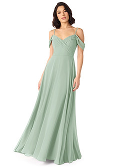 Azazie Tancie Bridesmaid Dresses Agave A-Line Off the Shoulder Chiffon Convertible Dress image1