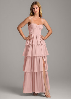 Azazie Alanna Bridesmaid Dresses Powder Pink A-Line Sweetheart Neckline Chiffon Dress image5