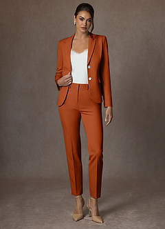 front Whitney Burnt Orange Structured Stretch Blazer