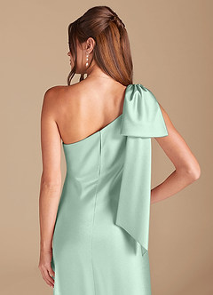 Azazie Capri Jurken voor bruidsmeisjes Jurk van Metaalachtig Satijn met Kolom One-Shoulder Agave image2