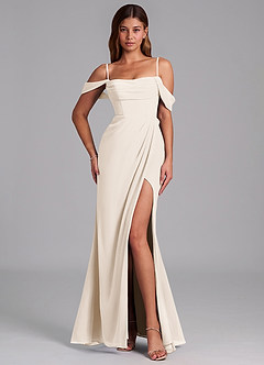 Azazie Johana Bridesmaid Dresses White Alabaster Mermaid Off the Shoulder Chiffon Convertible Dress image13