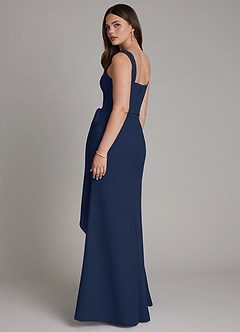 Azazie Katya Bridesmaid Dresses Dark Navy Mermaid Square Neckline Chiffon Convertible Dress image7