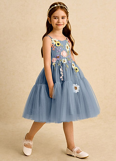 Azazie Osea Flower Girl Dresses Twilight Ball-Gown Pleated Tulle Dress image5