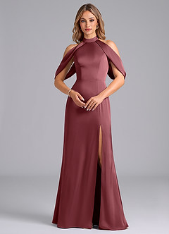Azazie Bonny Vestidos de damas de honor Vestido de Rosa Del Desierto de Satén Elástico de Corte Sirena con Vestidos sin tirantes image4