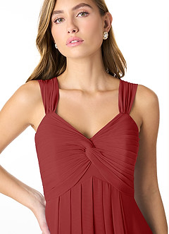 Azazie Kaitlynn Bridesmaid Dresses Rust Empire Ruched Chiffon Convertible Dress image9