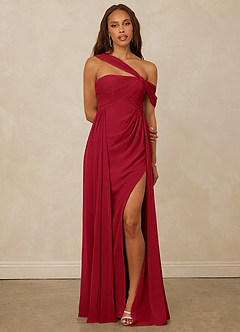 Christian Siriano Bridal for Azazie 1014 Bridesmaid Dresses Scarlet A-Line Off the Shoulder Chiffon Dress image1