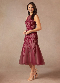 Azazie Herrin Mother of the Bride Dresses Burgundy Champagne Mermaid Lace Dress image4