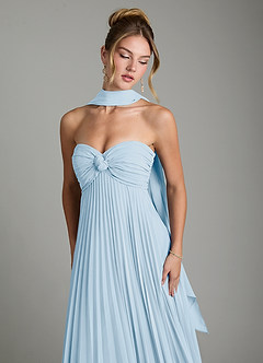 Azazie Tempest Vestidos de damas de honor Vestido Azul Cielo de Gasa de Imperio Convertible con Corsé image8