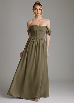 Azazie Caterina Abiti da Damigella Abito A-Line in Chiffon Corsetto Willow Green image1