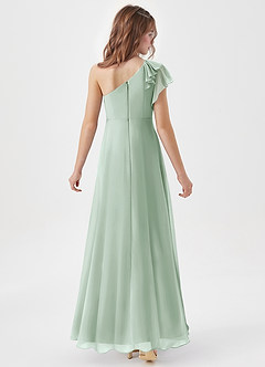 Azazie Arabella Junior Agave A-Line Ruched Chiffon Dress image6