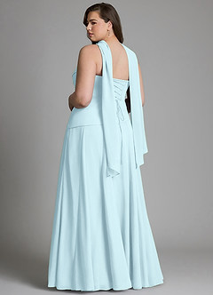 Azazie Gabriela Bridesmaid Dresses Cloud Blue A-Line Corset Chiffon Dress image14