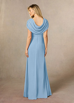 Azazie Mary vestidos de madre de la novia Vestido de Azul Pálido de Gasa de Corte en A con Corte Lateral image3