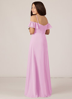 Azazie Juna Junior Vestido de Rosa Caramelo de Gasa de Corte en A con Vestidos sin tirantes image5